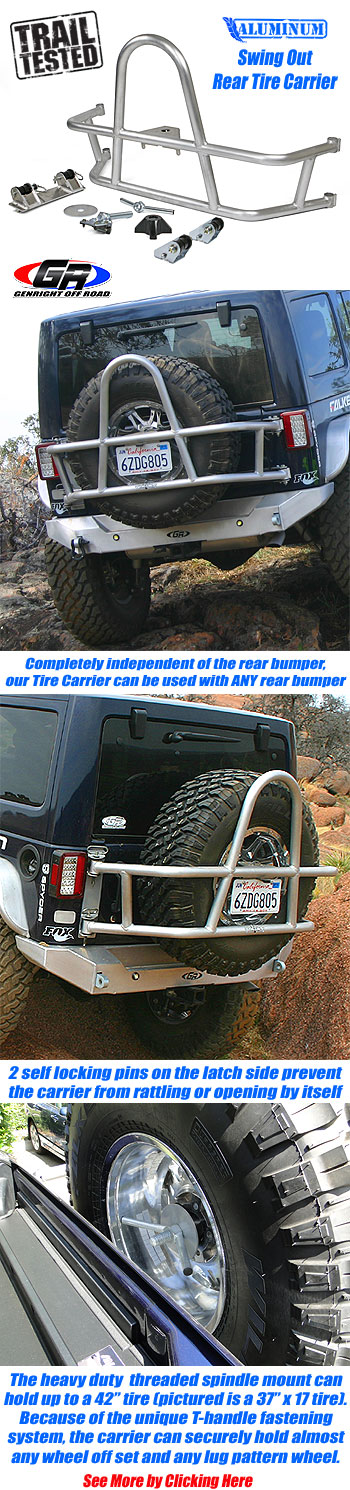 JK Rear Tire Carrier, Aluminum