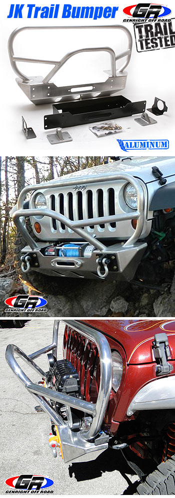 JK Front Winch Bumper w/Trail & Grille Bar, ALUM